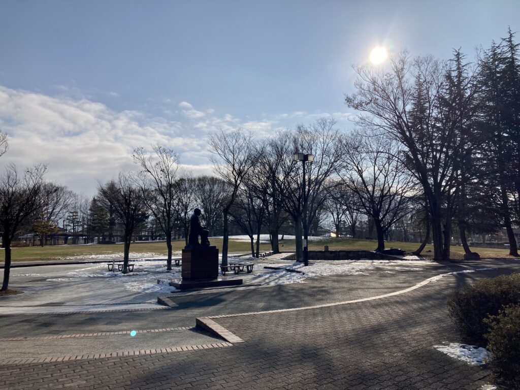 真冬の若里公園の風景